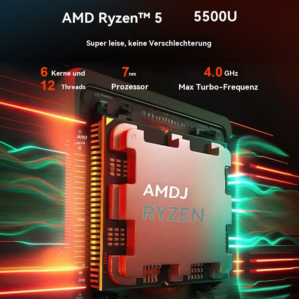 Ninkear Laptop AMD Ryzen 5 5500U(bis zu 4,3 GHz),16GB RAM + 1TB/512GB SSD Business-Notebook (39,62 cm/15.6 Zoll, AMD AMD Ryzen 5 5500U AMD Ryzen 5 5500U, AMD Ra – Bild 4 von 5
