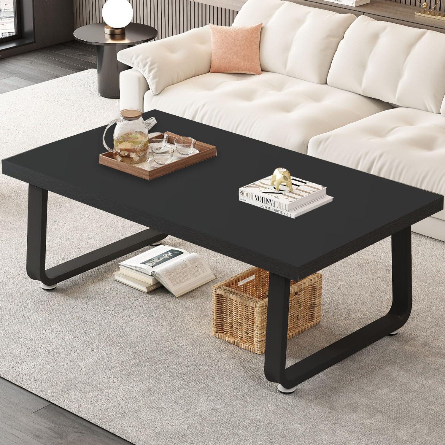 LuxusKollektion Couchtisch Couchtisch Holz Metallgestell Schwarz (1-St)