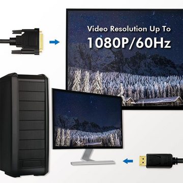 LogiLink CV0131 DisplayPort-Kabel Video-Kabel, (200 cm), DP Stecker auf DVI 24+1pin Stecker, schwarz