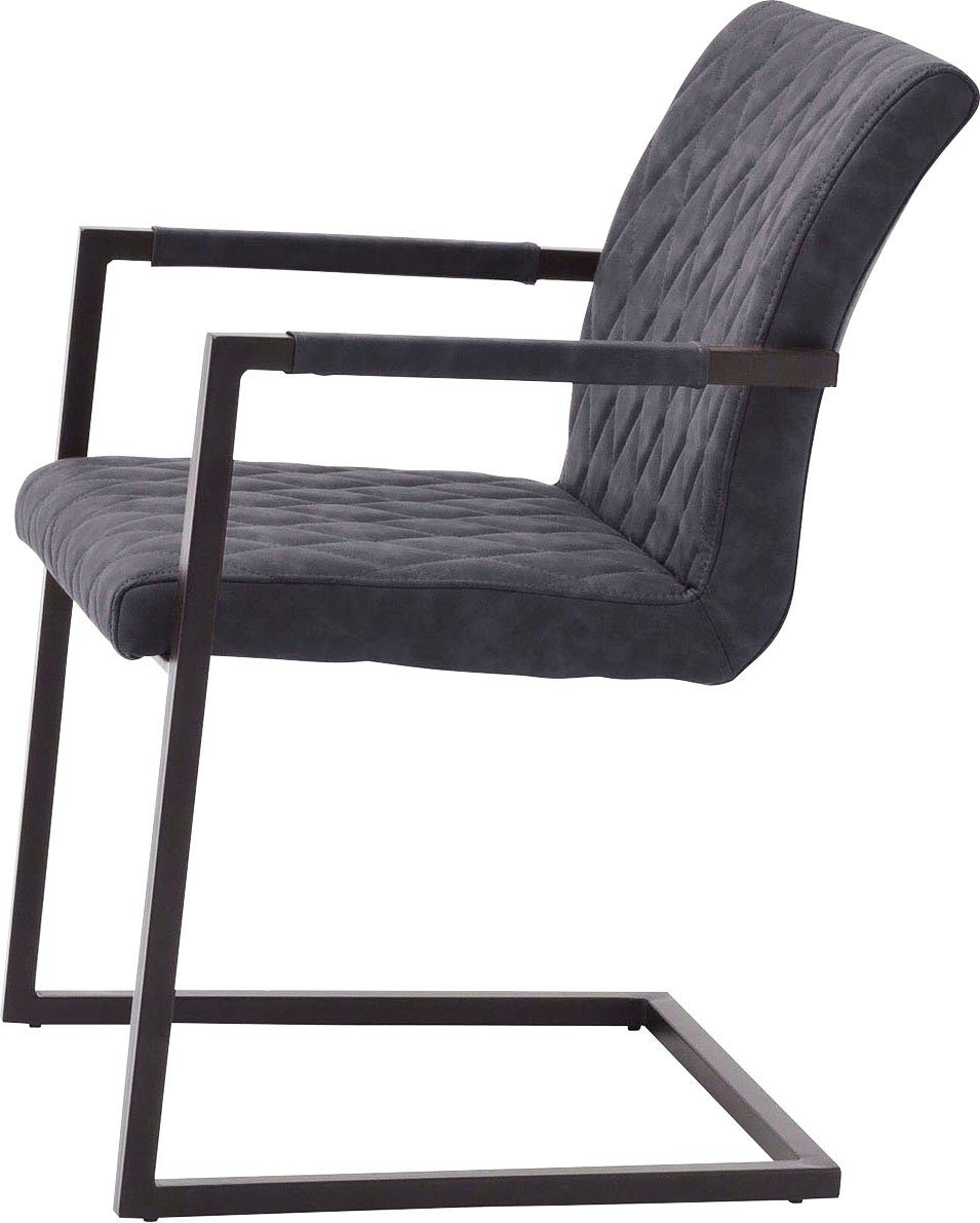 MCA furniture Freischwinger Kian (Set, ohne Grau kg St), 2 Armlehne, Stuhl Kunstleder bis belastbar Vintage oder 120 mit grau 