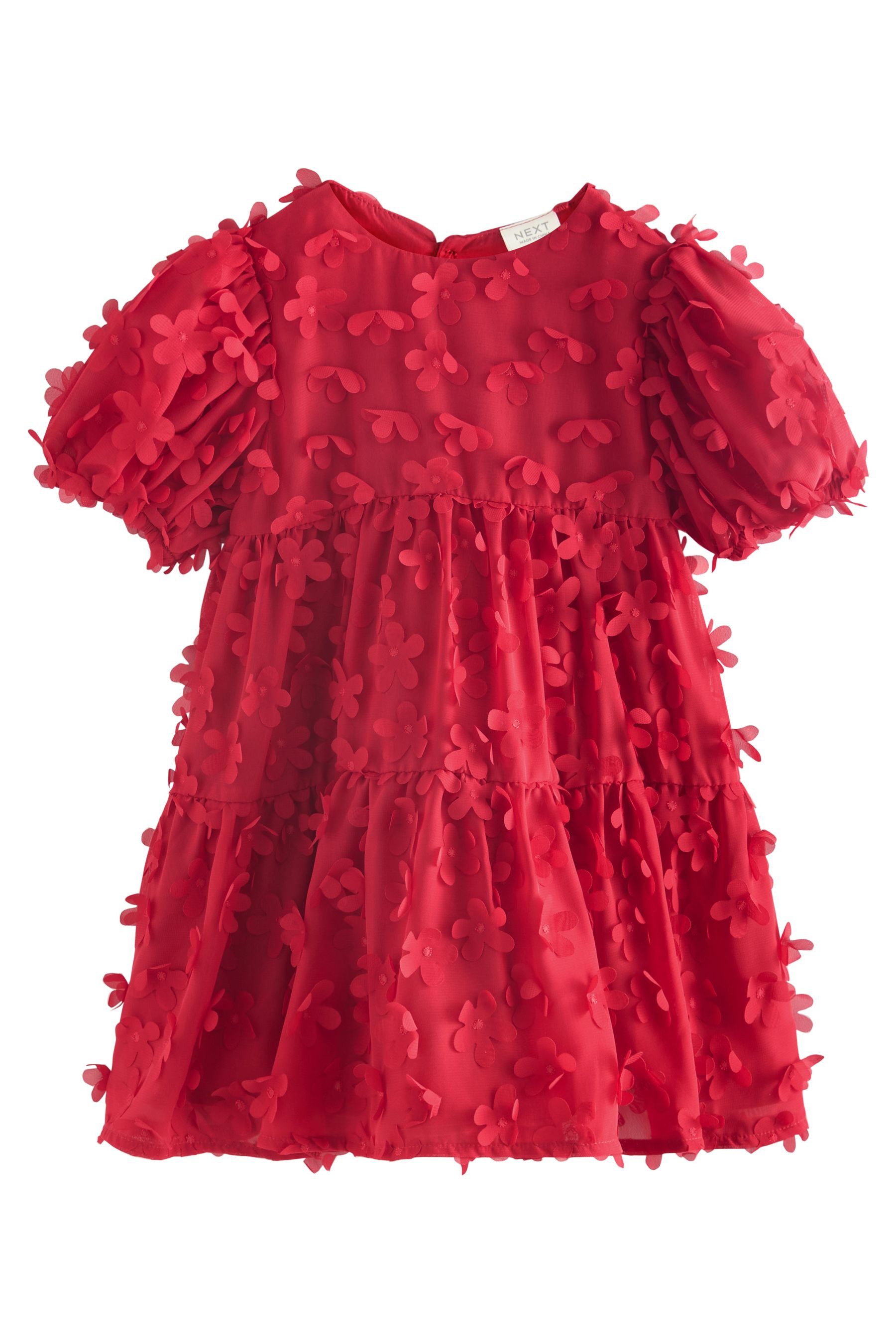 Next Tüllkleid Kurzärmeliges Kleid mit 3D-Blumendetails günstig online kaufen