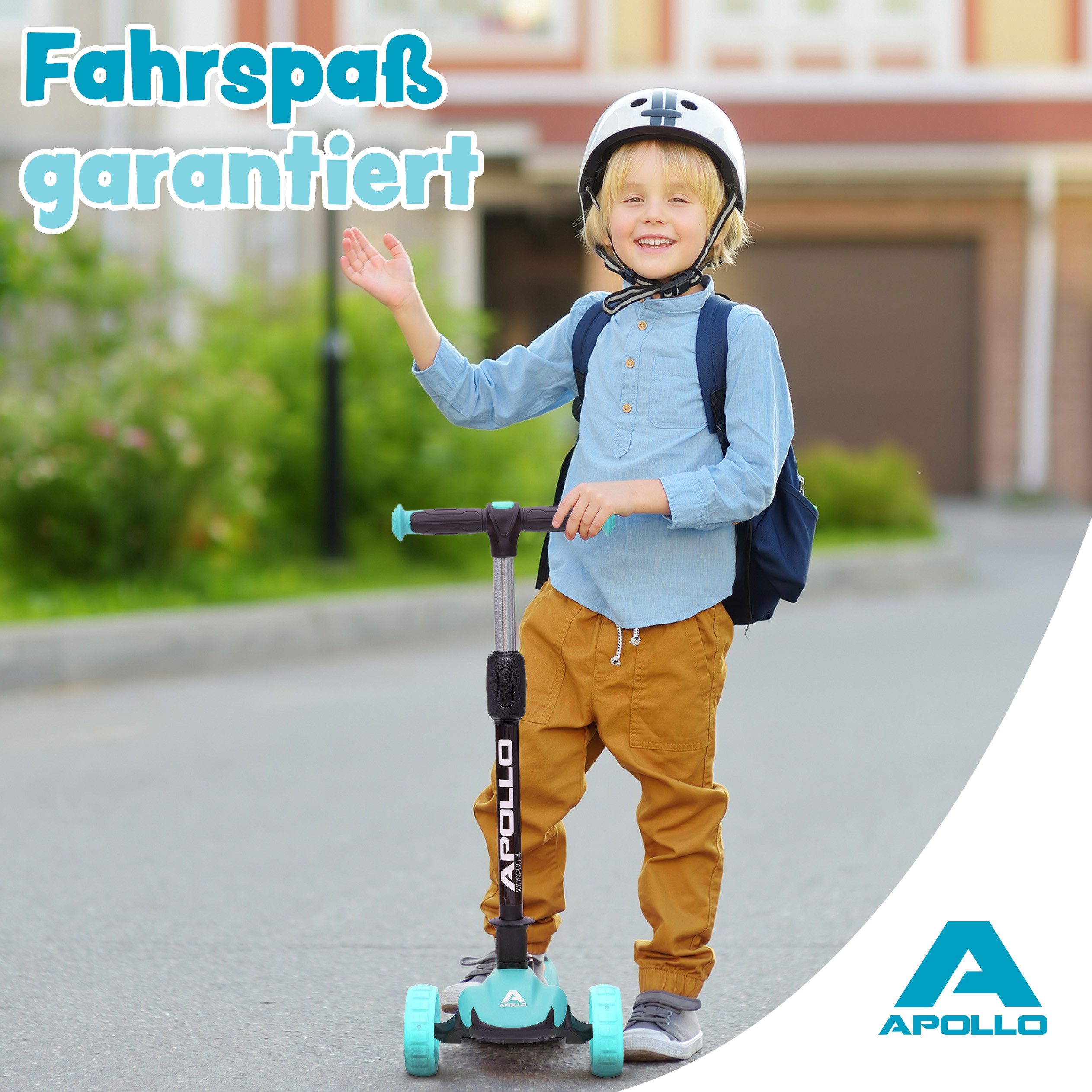 Apollo Dreiradscooter LED Kinderscooter Kids pro 4, Kinderroller mit LED Wheels, höhenverstellbar Für Kinder ab 3 Jahren