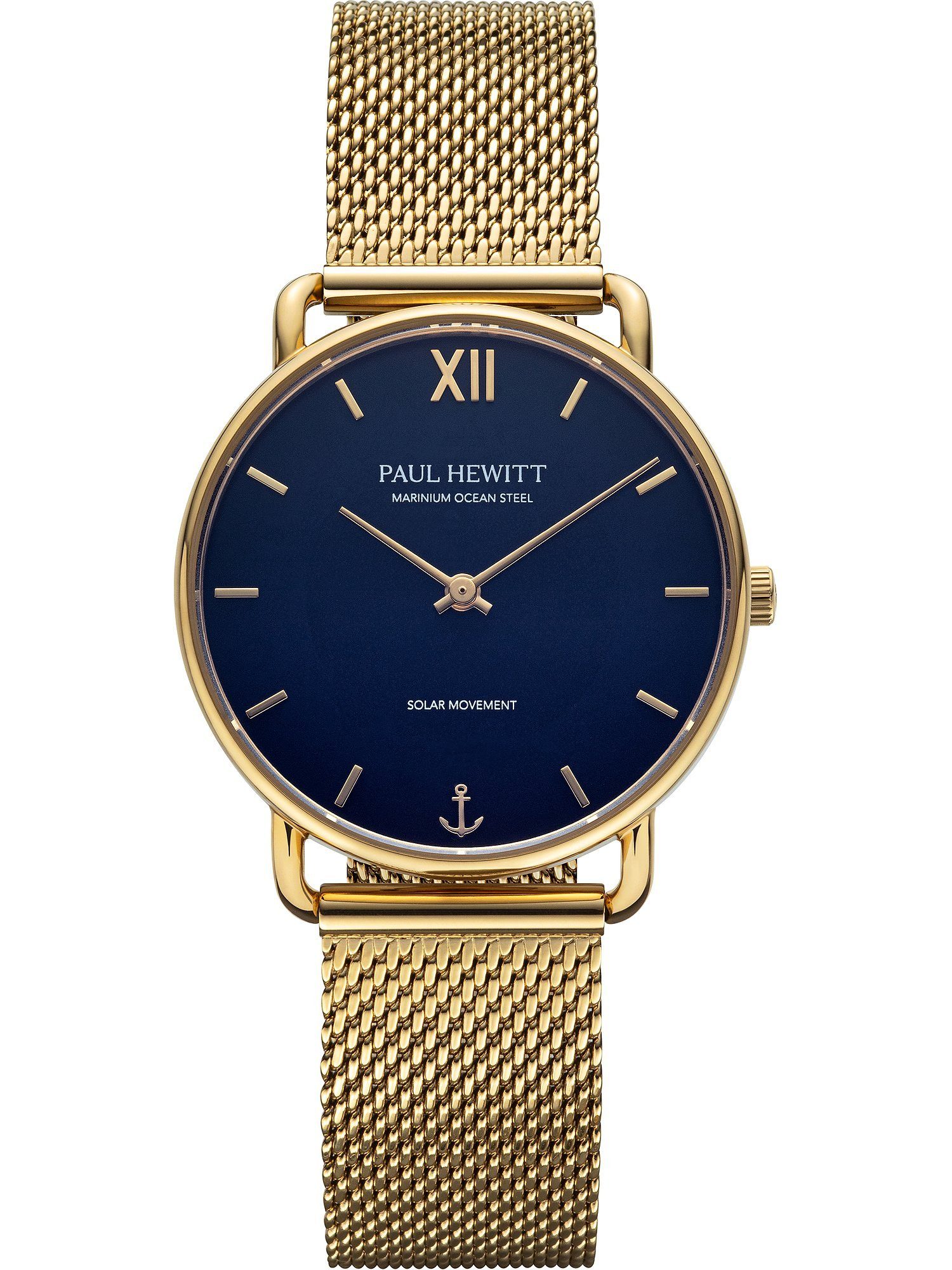 PAUL HEWITT Quarzuhr Paul Hewitt Damen-Uhren Analog Solar, Klassikuhr blau, gold