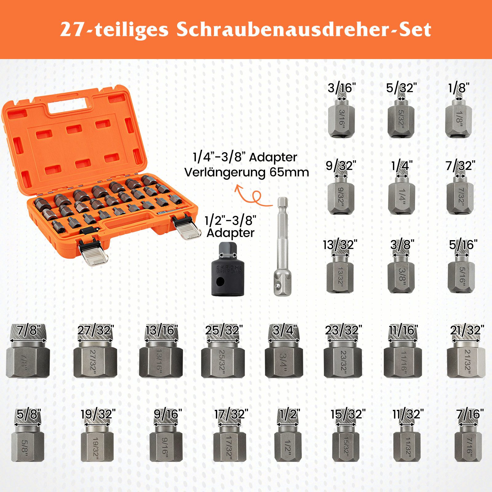 COSTWAY Werkzeugset, (27-tlg), Schraubenausdreher mit 3/8-Zoll-Antrieb günstig online kaufen