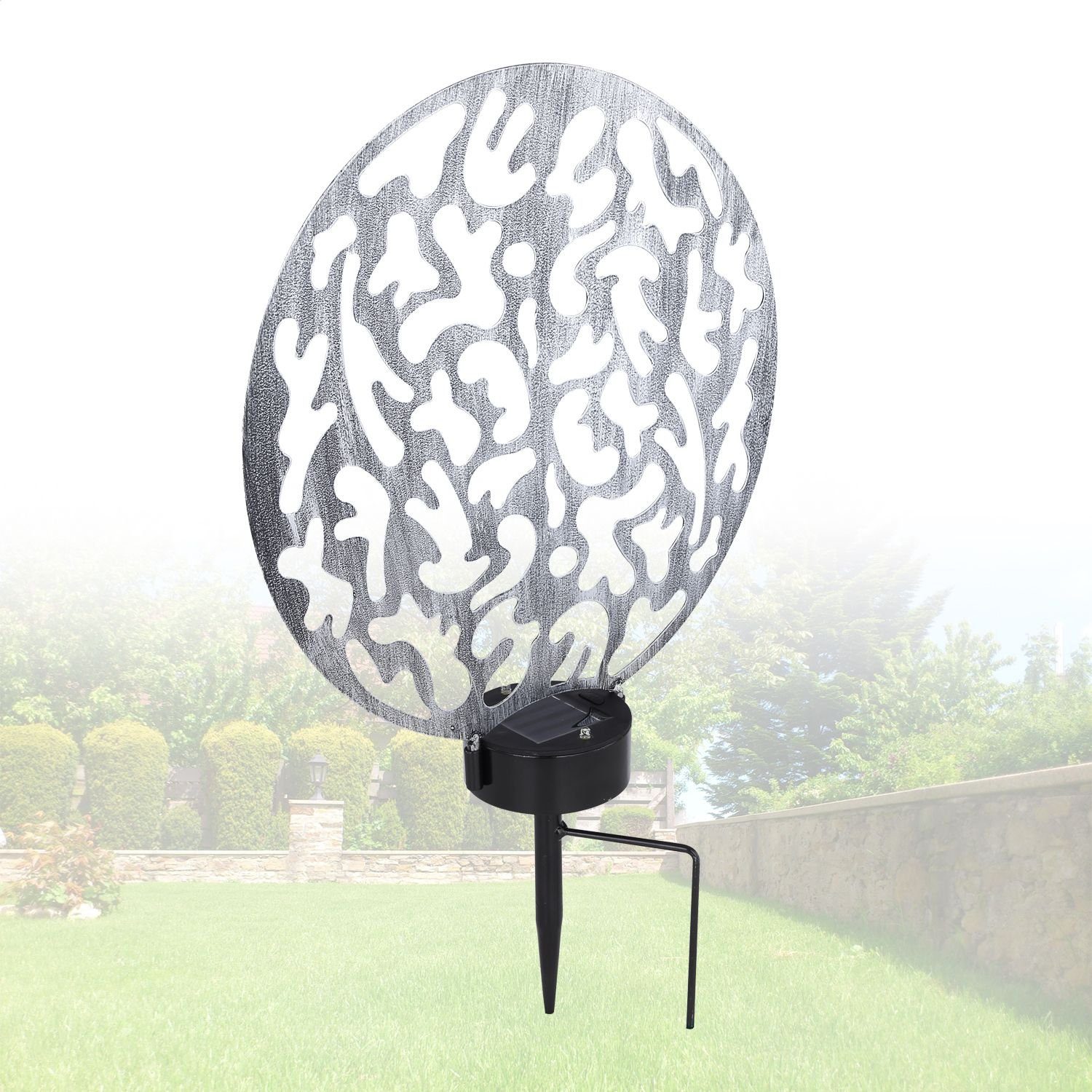 bmf-versand LED Solarleuchte Solarleuchte Garten Scheibe 30cm Solarlampe Außen Leuchte Solar mit, Dekoleuchte, Außenlampe, LED fest integriert, warmweiß, Gartenleuchte