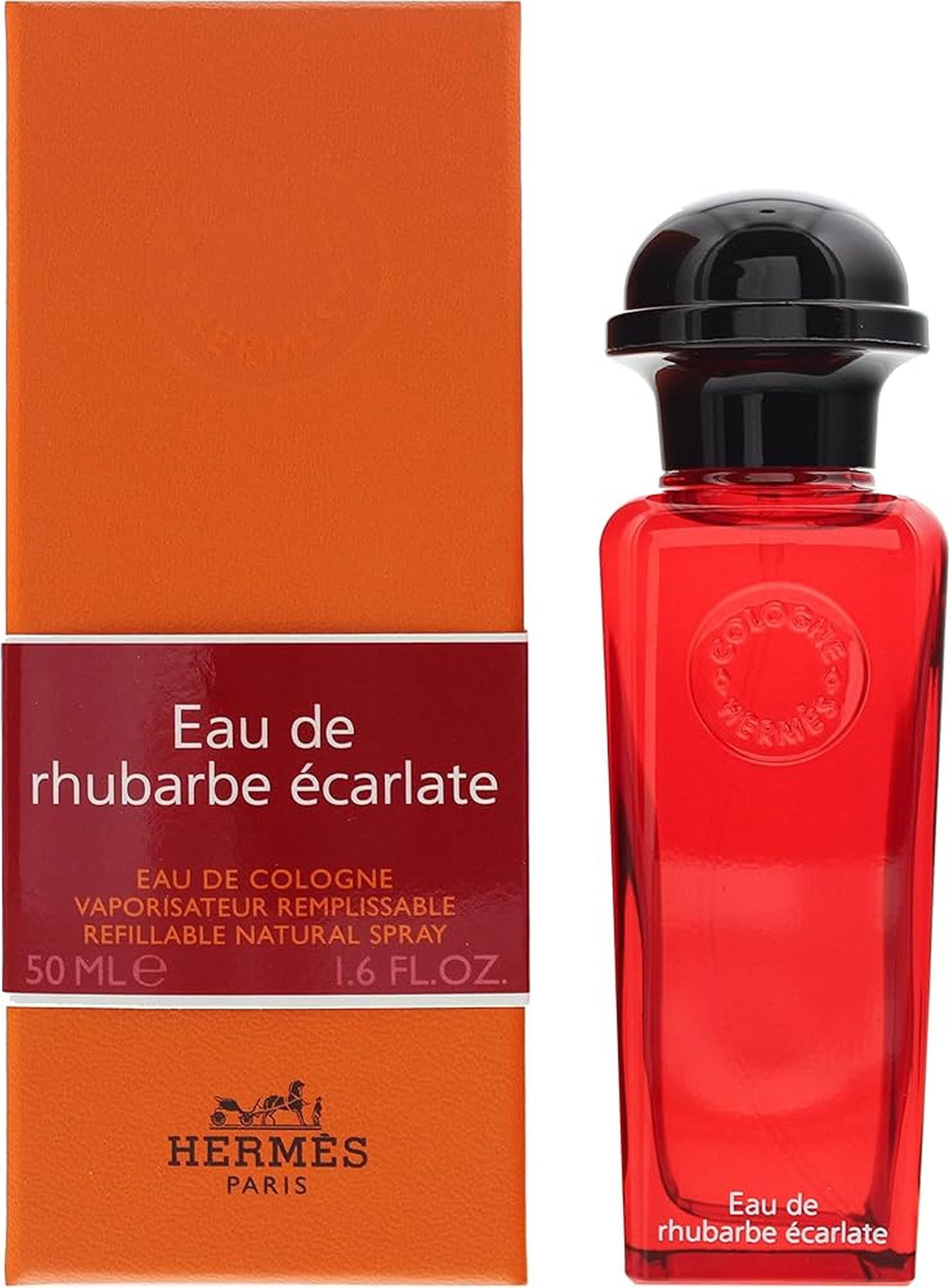 HERMÈS Eau de Cologne Eau de Rhubarbe Écarlate EDC Damen Herren Spray, Fruchtig-frischer Duft mit Rhabarber und roten Beeren - mit Reiseduft