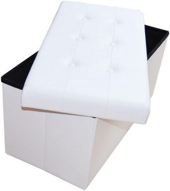 style home Sitzbank faltbare Sitzhocker mit Stauraum (Aufbewahrungsbox mit Deckel, gepolstert Sitzwürfel Fußhocker, Sitztruhe aus Kunstleder), für Wohnzimmer Schlafzimmer 76x38x38cm Weiß