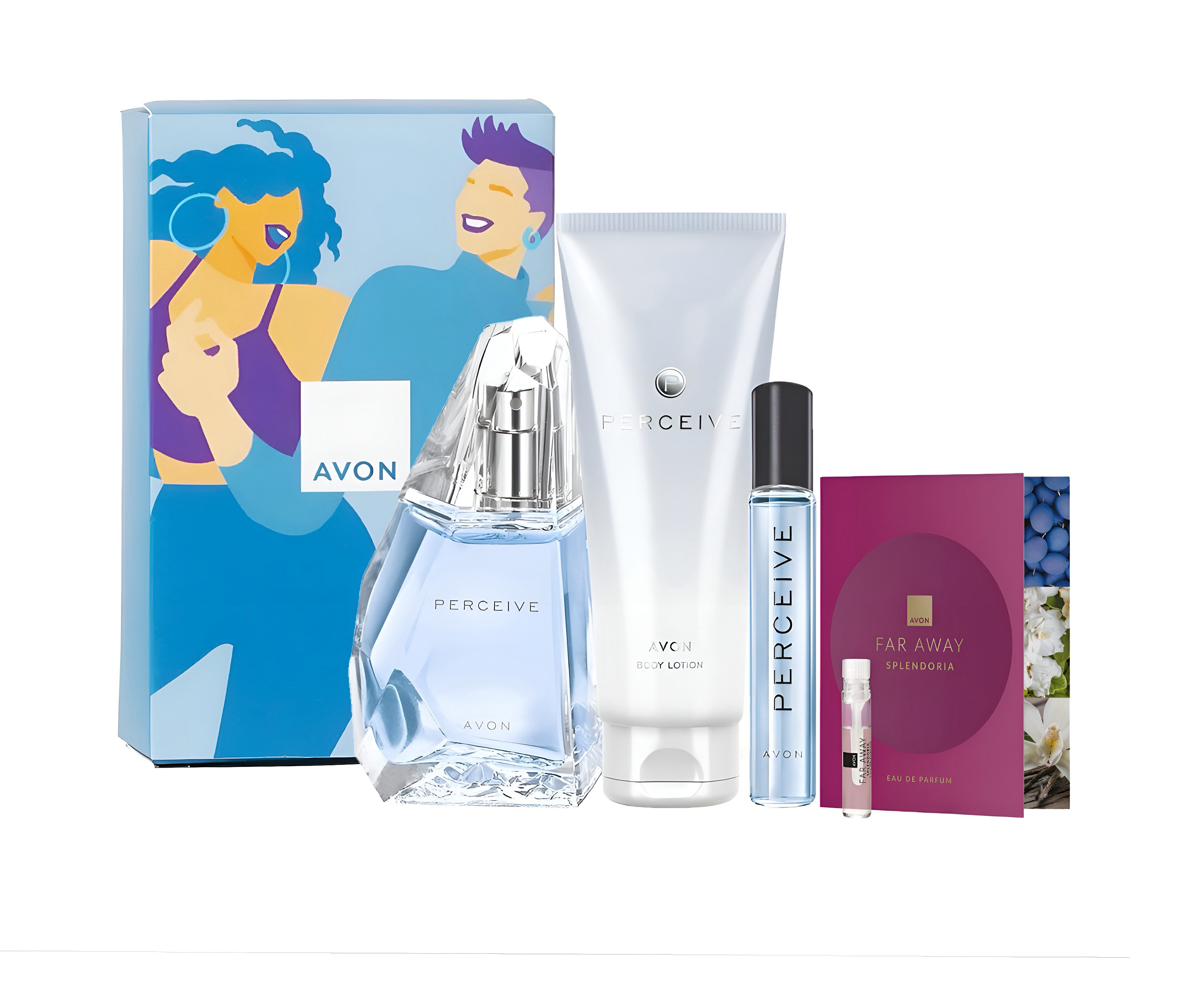 Eau de Parfum Perceive 50 ml, Taschenspray, Korperlotion für Sie Geschenkbox 3-tlg.