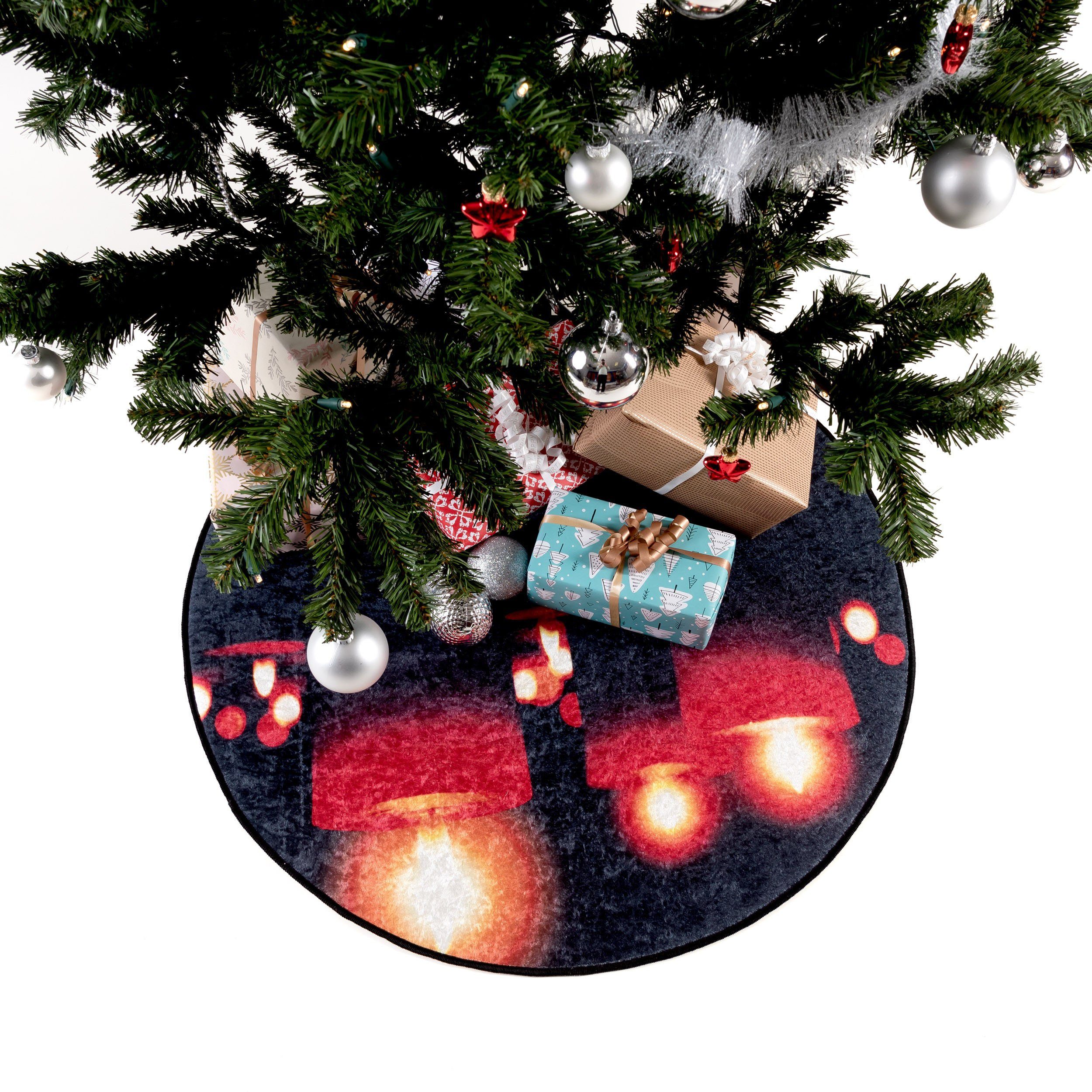 Teppich Christmas 1226, Sehrazat, waschbar, rund, 5 Höhe: Unterlage Weihnachtsbaum mm, Weihnachten