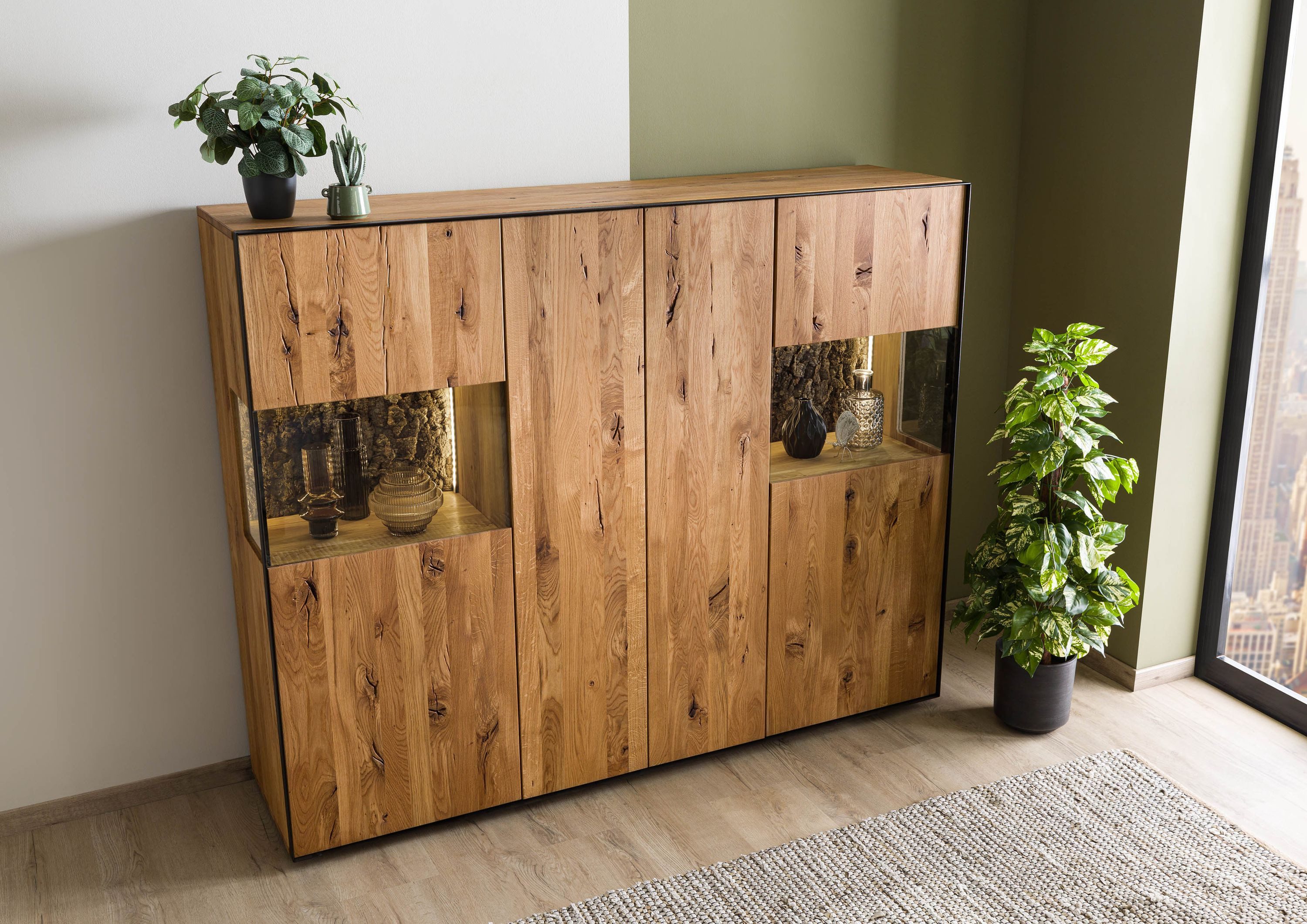 Massivmoebel24 Highboard STARNBERG (Massivholz), Wildeiche 177x45x140 natur geölt STARNBERG #02