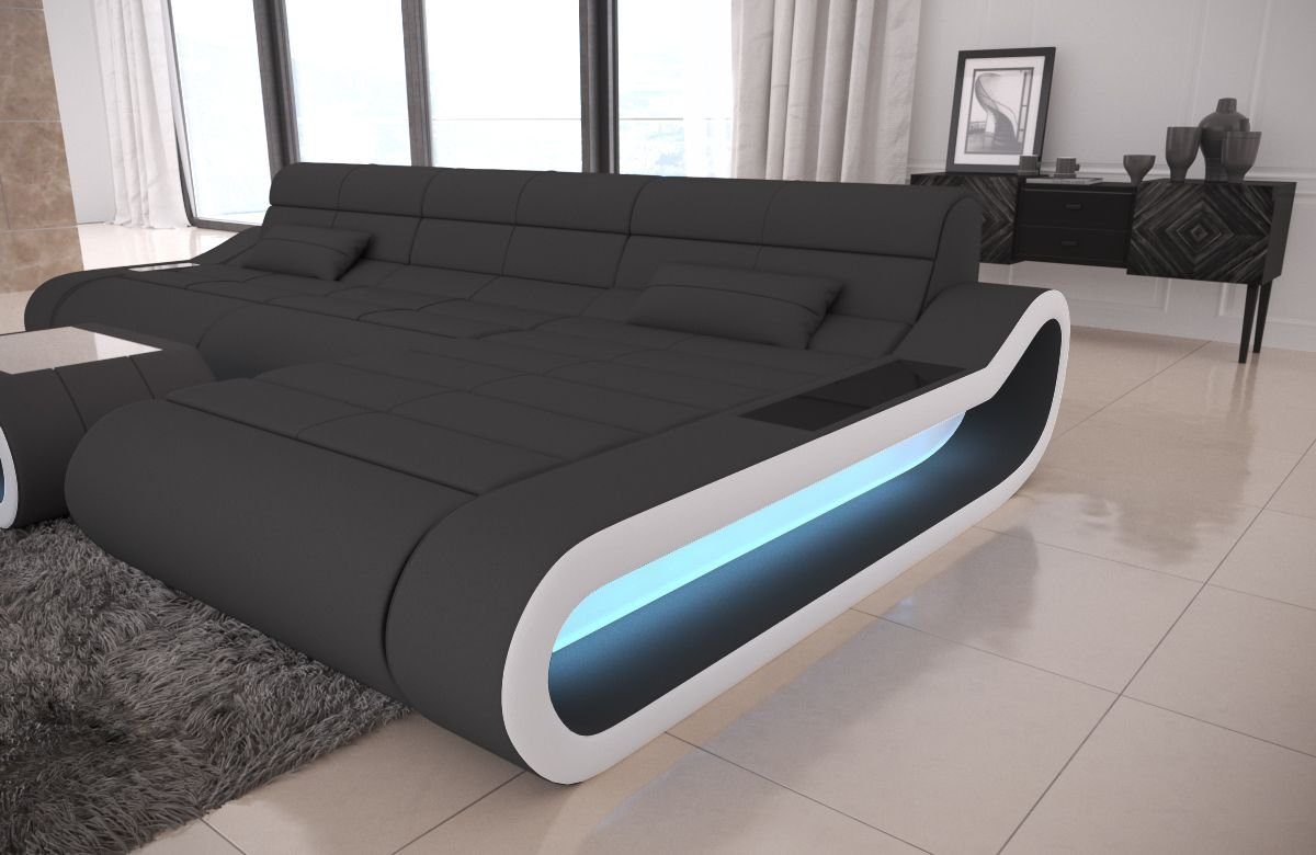 Concept Stoffsofa, Designersofa Form ergonomischer Ecksofa Rückenlehne Sofa Dreams M -L C91 Dunkelgrau-Weiss mit