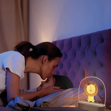 GRAVURZEILE LED Nachtlicht für Kinder, Beruhigend und Energiesparend - Löwen Design, LED, Warmweiß, Geschenk für Kinder & Baby