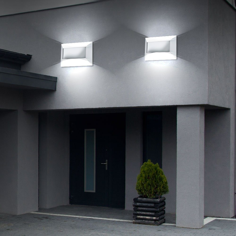 etc-shop Außen-Wandleuchte, Außen Leuchtmittel Wand Leuchten Set LED 5 Lampen Warmweiß, Watt Beleuchtung Garagen Haus 2er inklusive