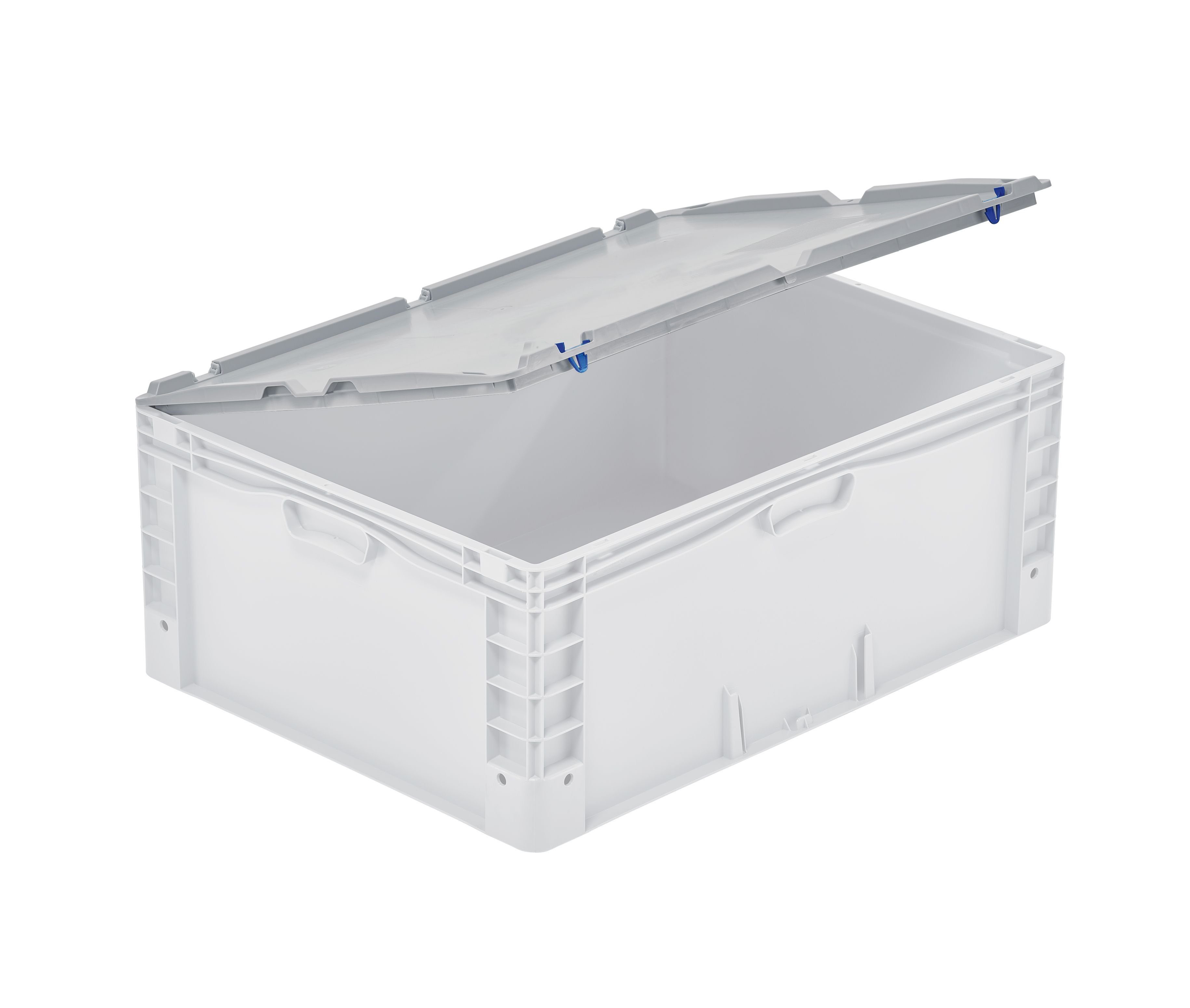 PROREGAL® Stapelbox SparSet Scharnierdeckel, Verschlüsse Blau für Euro-Norm Großbehälter (2 St)