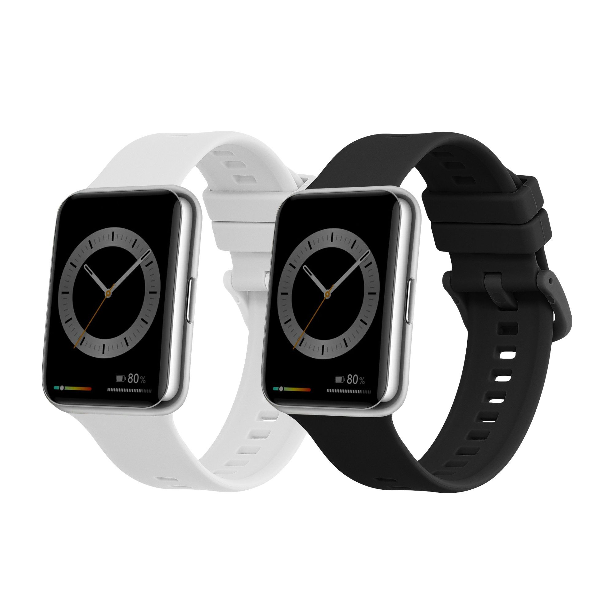 kwmobile 2x Uhrenarmband für Huawei Watch Fit 2 Armband Smartwatch, 2-tlg., Fitnesstracker Band Set aus TPU Silikon - Ersatzarmband Smartwatch