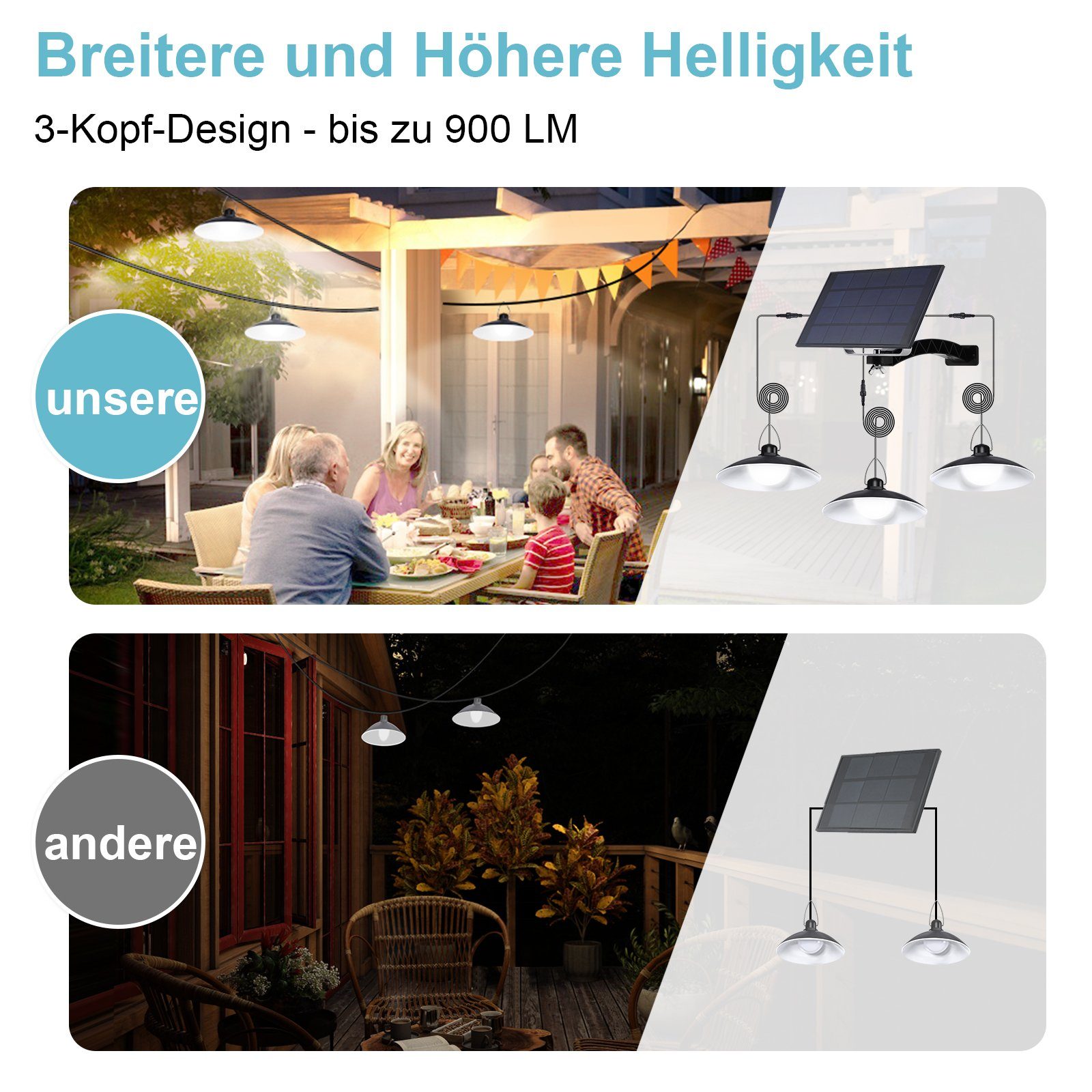 MUPOO Pendelleuchte Solar Hängelampen für Außen,Solar günstig online kaufen
