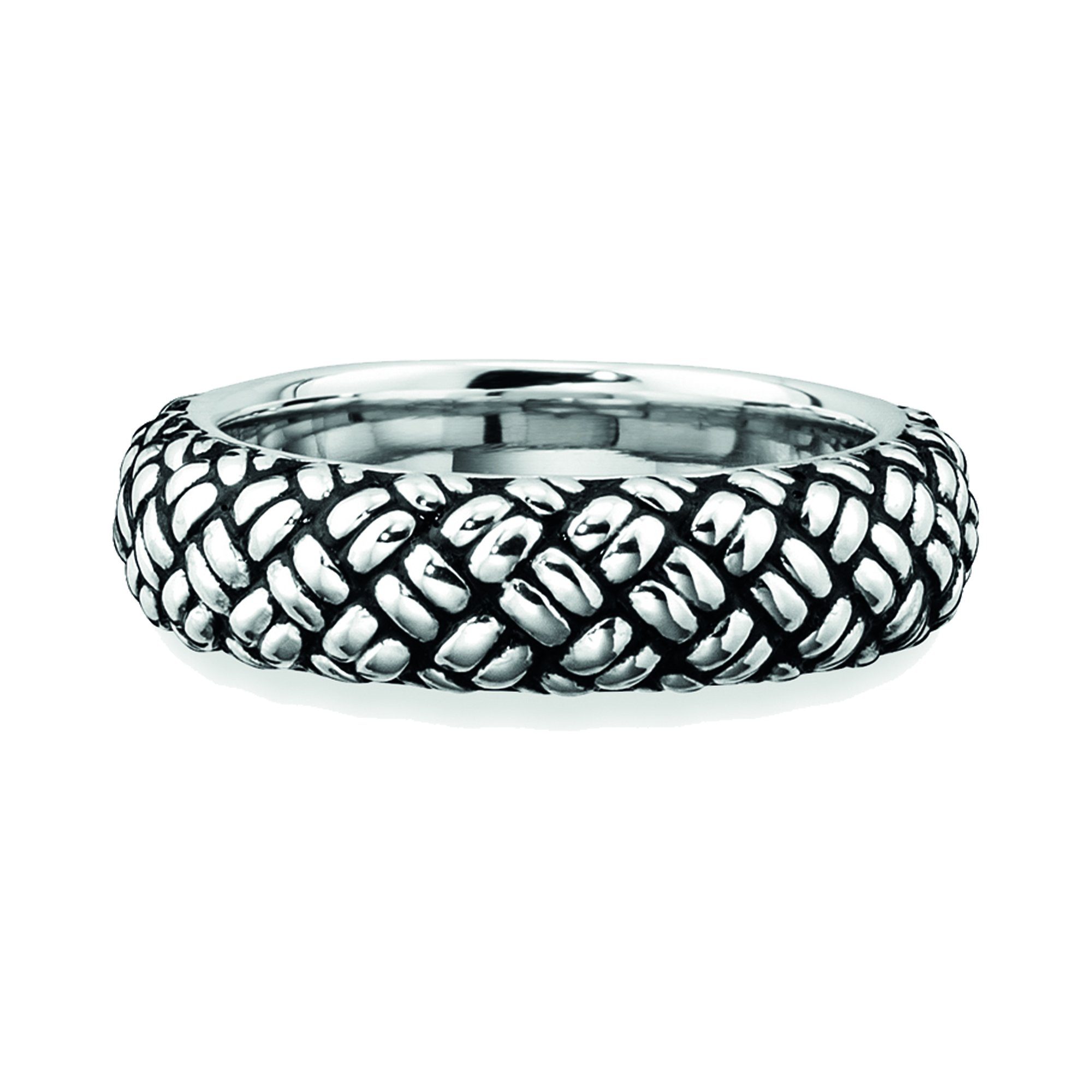 Silber Fingerring rhodiniert 925/- Struktur, mit Paracord-Struktur CAÏ Sterling Oberfläche imitierten einer