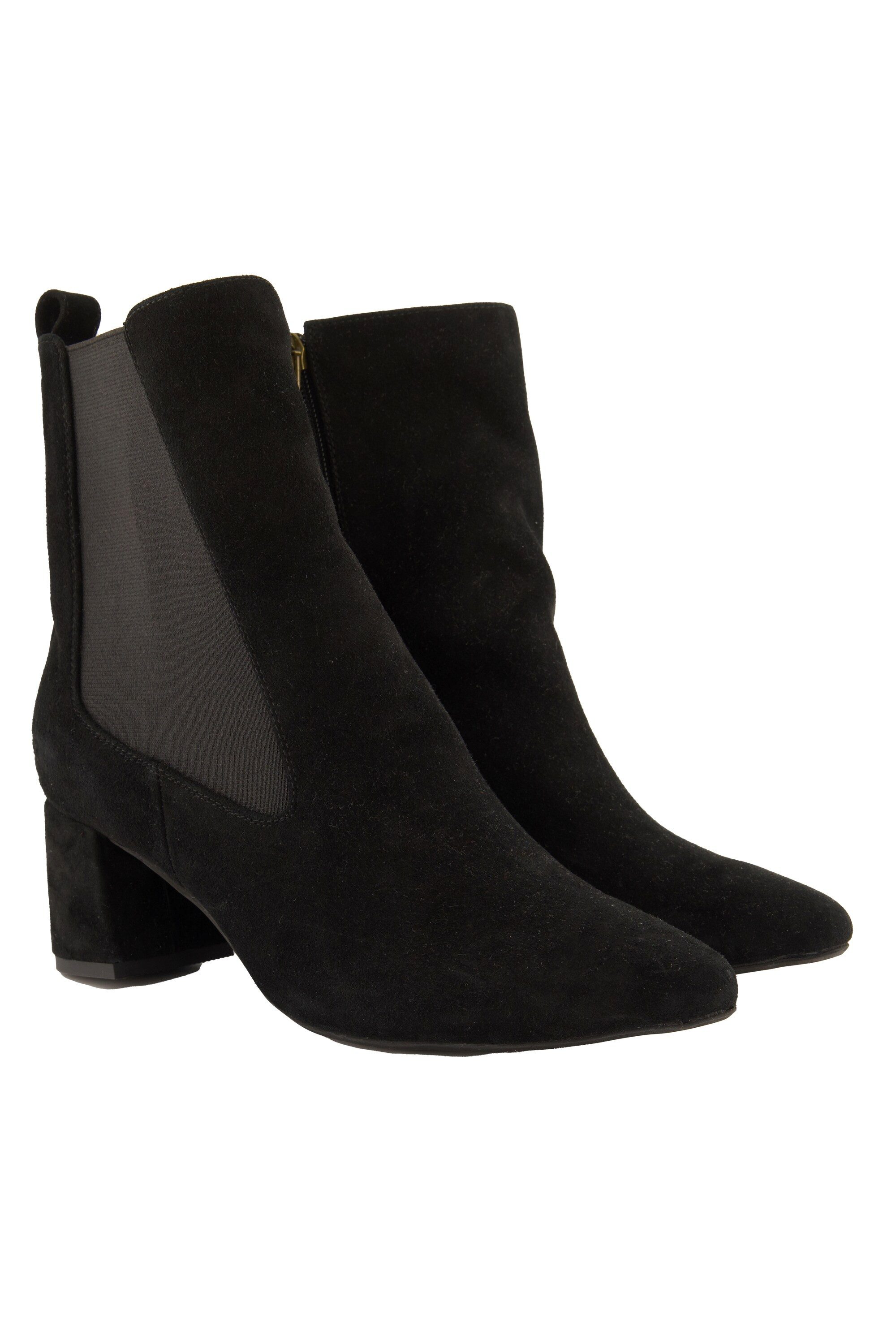 Ulla Popken Leder-Stiefeletten Elastikeinsatz Veloursleder Stiefelette günstig online kaufen