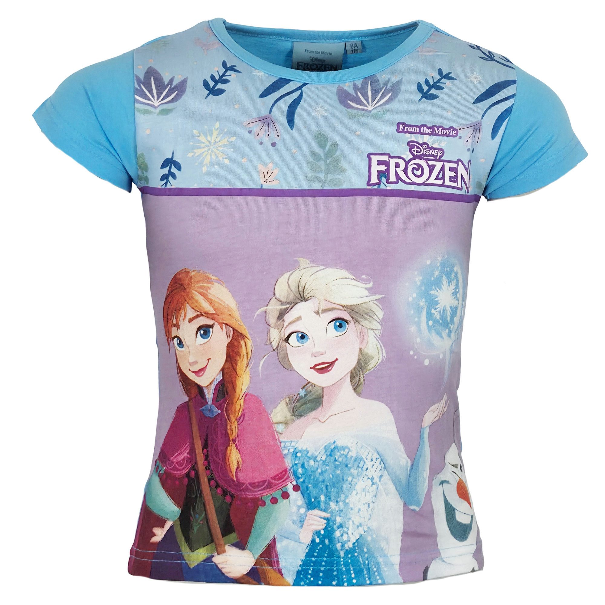 Disney Print-Shirt Disney Die Eiskönigin Mädchen Kinder kurzarm T-Shirt 100% Baumwolle, Gr. 98 bis 128