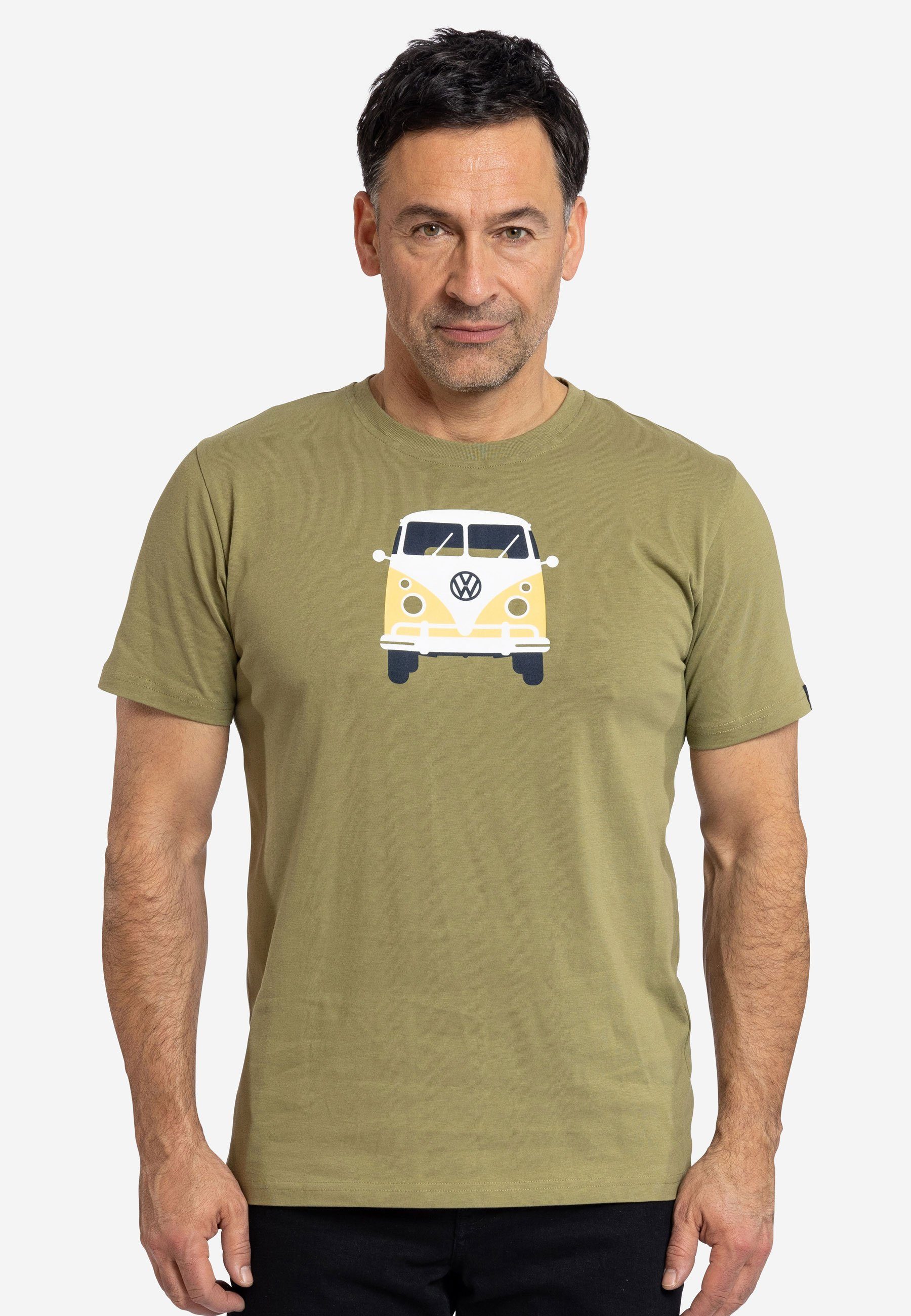 Methusalem Print Brust avocado lizenzierter Elkline Bulli Rücken VW T-Shirt