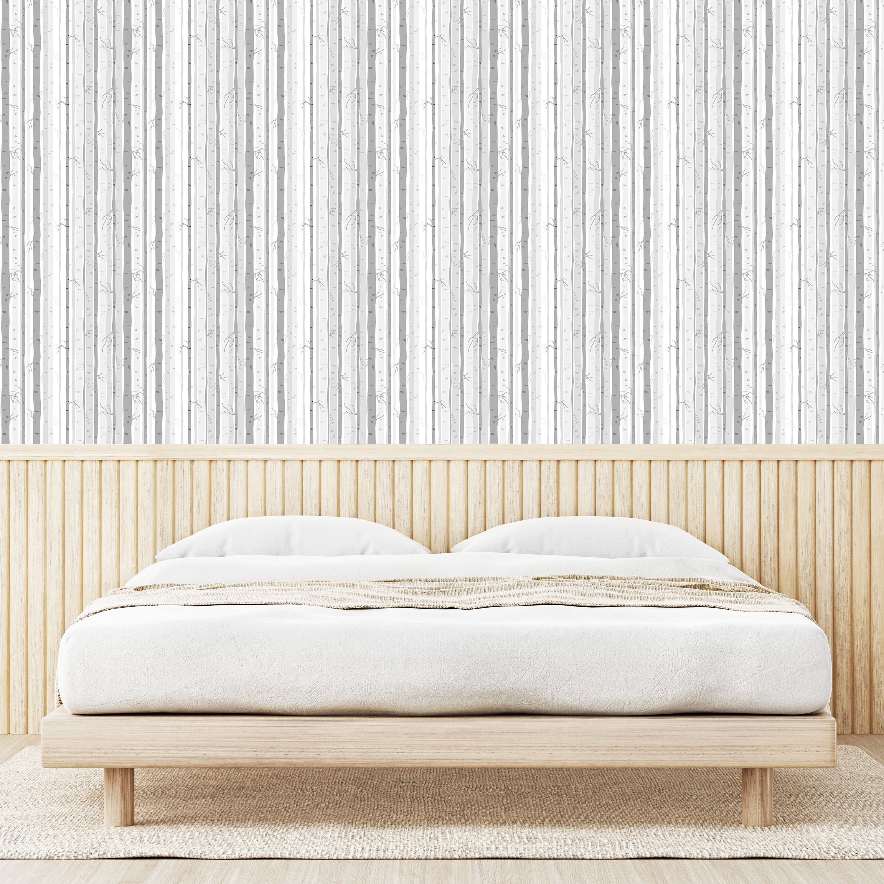 Grau Abakuhaus Küchenakzent, Woods und Wohnzimmer selbstklebendes Birke Weiß Vinyltapete