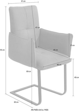 K+W Komfort & Wohnen Freischwinger, Freischwinger, Gestell in Metall schwarz, Steppung im Sitz und Rücken