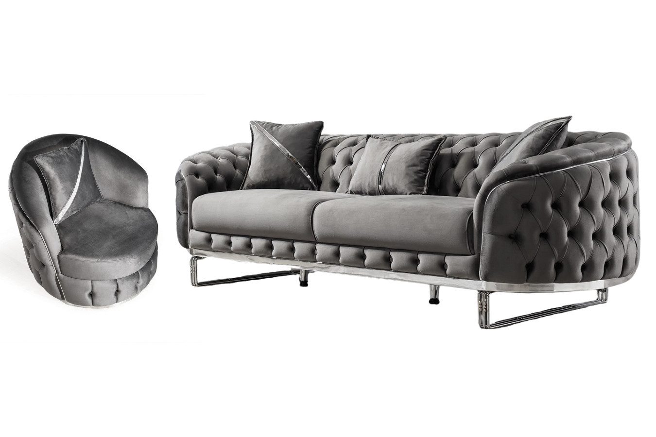 Villa Möbel Polstergarnitur Fairy, (Set, Set besteht aus: 2 Sitzer+Sessel), Handmade Quality,strapazierfähiger,pflegeleichter Mikrofaserstoff