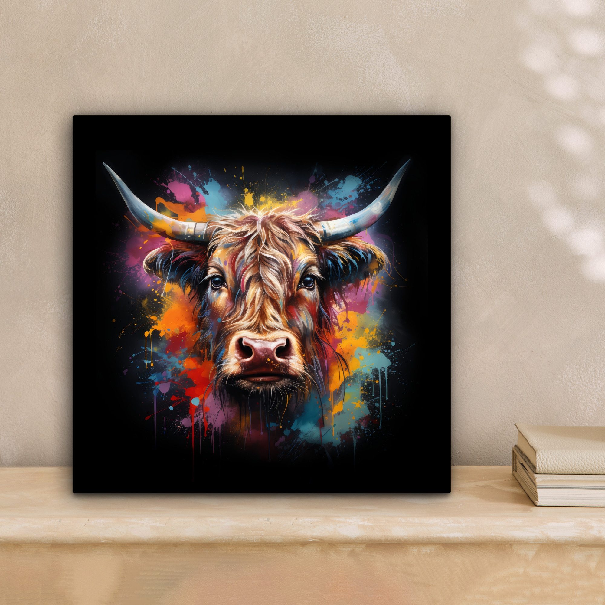 OneMillionCanvasses® Leinwandbild Graffiti - Schottischer Highlander - Schw günstig online kaufen