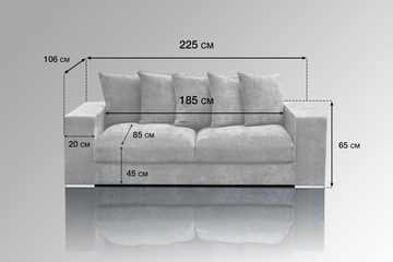 AMARIS Elements Sofa 3 Sitzer 'Cooper' Couch 2.25m, Samt od. Woll-Bezug, 4 Größen, Design trifft Qualität