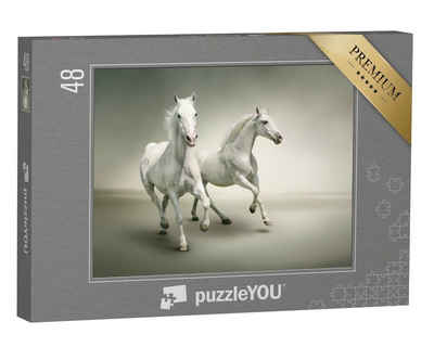 puzzleYOU Puzzle Weiße Pferde, 48 Puzzleteile, puzzleYOU-Kollektionen Pferde, Araber Pferde