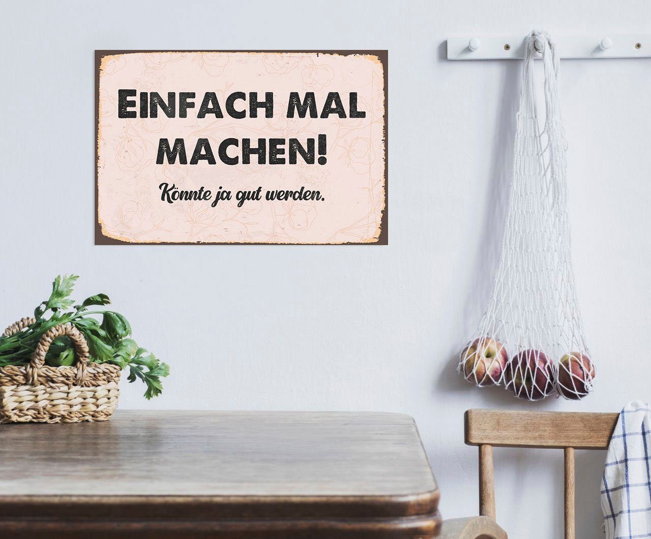 queence Metallbild Einfach machen, Schriftzug, Schriftzüge (1 St), Stahlschilder