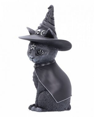 Horror-Shop Dekofigur Schwarze Katze mit Hexenhut im Okkult Design als S