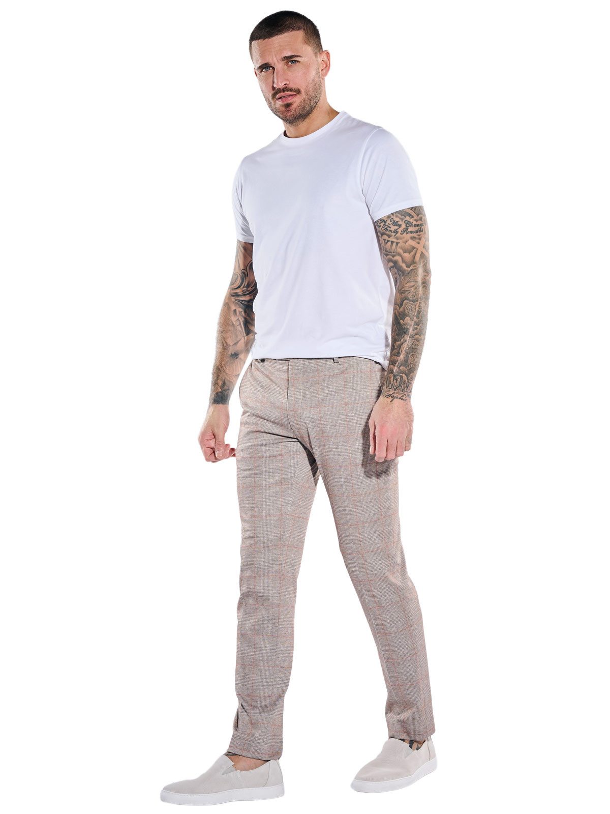 emilio adani Anzughose Herren Anzughose mit dezentem Karo, Beige