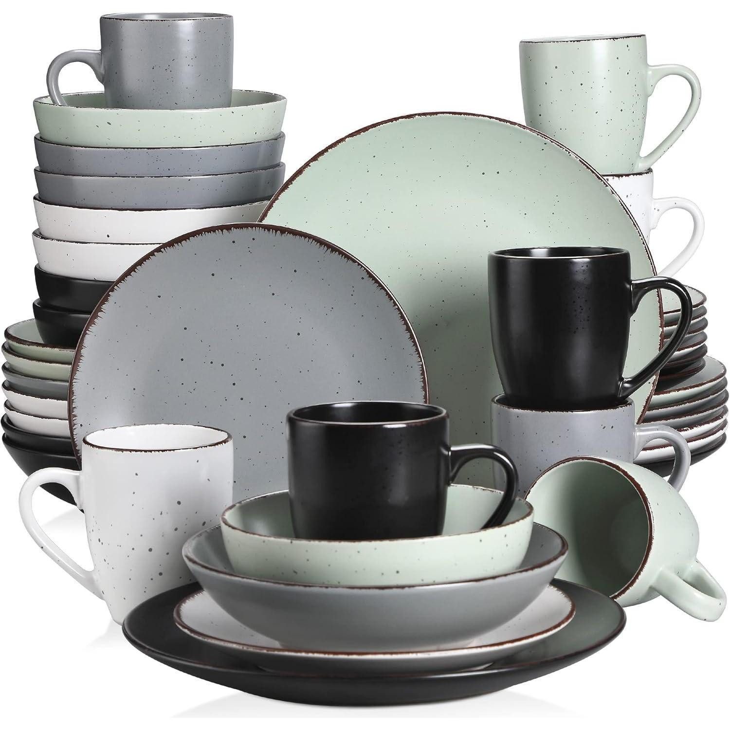 LuxusKollektion Kombiservice Tafelservice Steingut 40teilig Vintage 40tlg Tafelservice Mehrfarbig