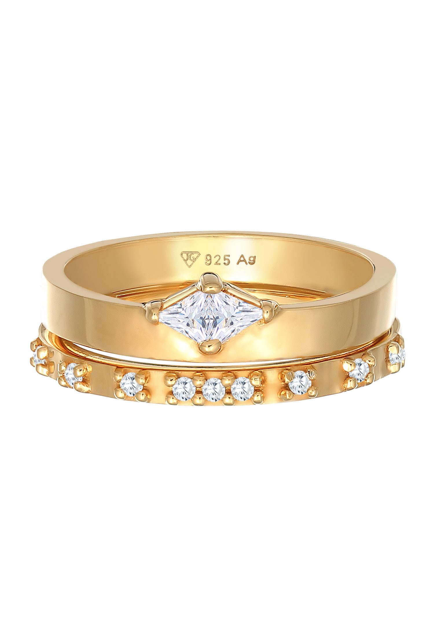 Elli Ring-Set Solitär Eternity Zirkonia Verlobung Set 925 Silber, Ring Set günstig online kaufen