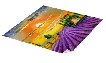 Posterlounge Wandfolie Olha Darchuk, Sonnenuntergang über dem Lavendelfeld, Malerei