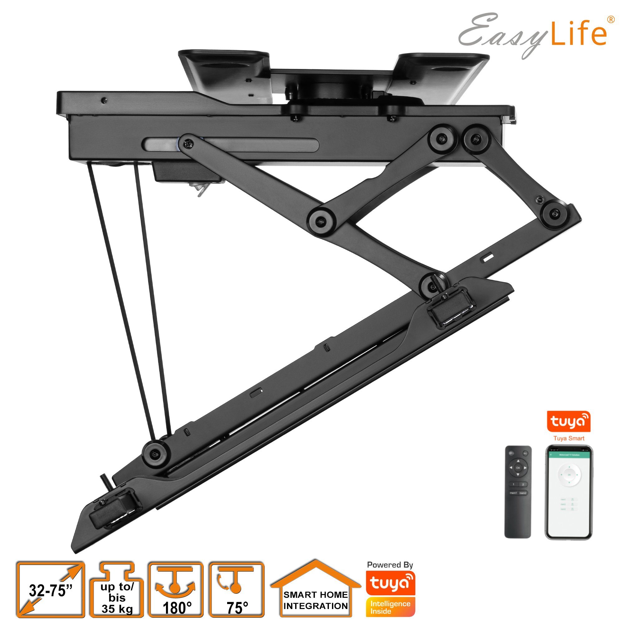 easylife TV Deckenhalter 32-75 elektrisch Home Smart schwenkbar drehbar und TV-Deckenhalterung
