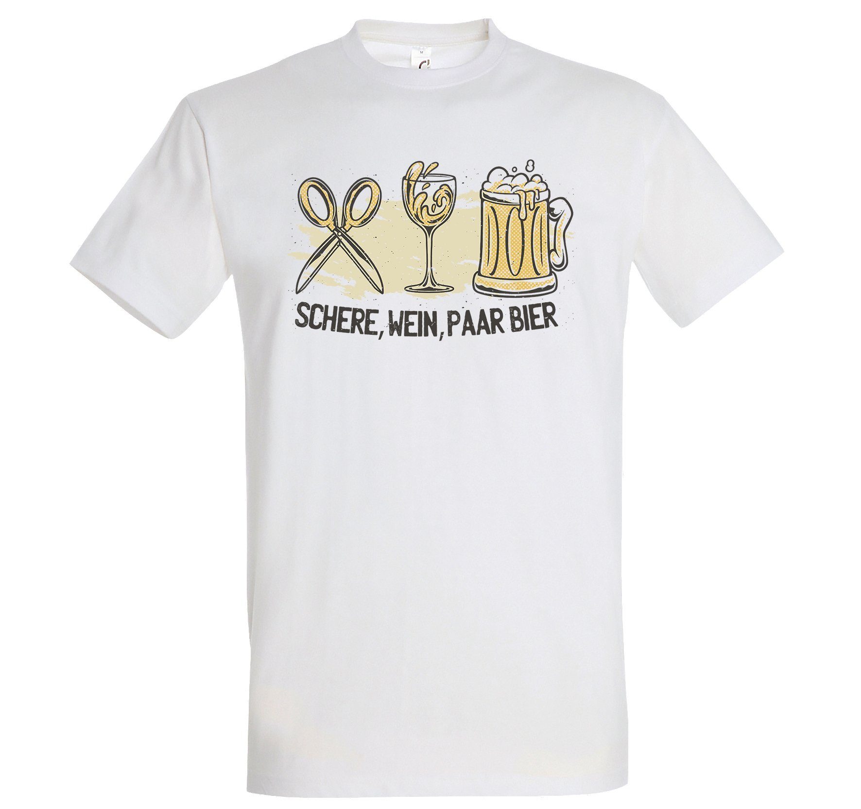 Youth Designz T-Shirt Schere, Wein, Paar Bier Herren Shirt mit trendigem Frontprint Weiß