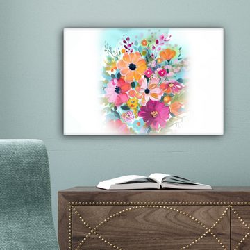 OneMillionCanvasses® Leinwandbild Blumen - Farben - Blumenstrauß - Natur, (1 St), Wandbild Leinwandbilder, Aufhängefertig, Wanddeko, 30x20 cm