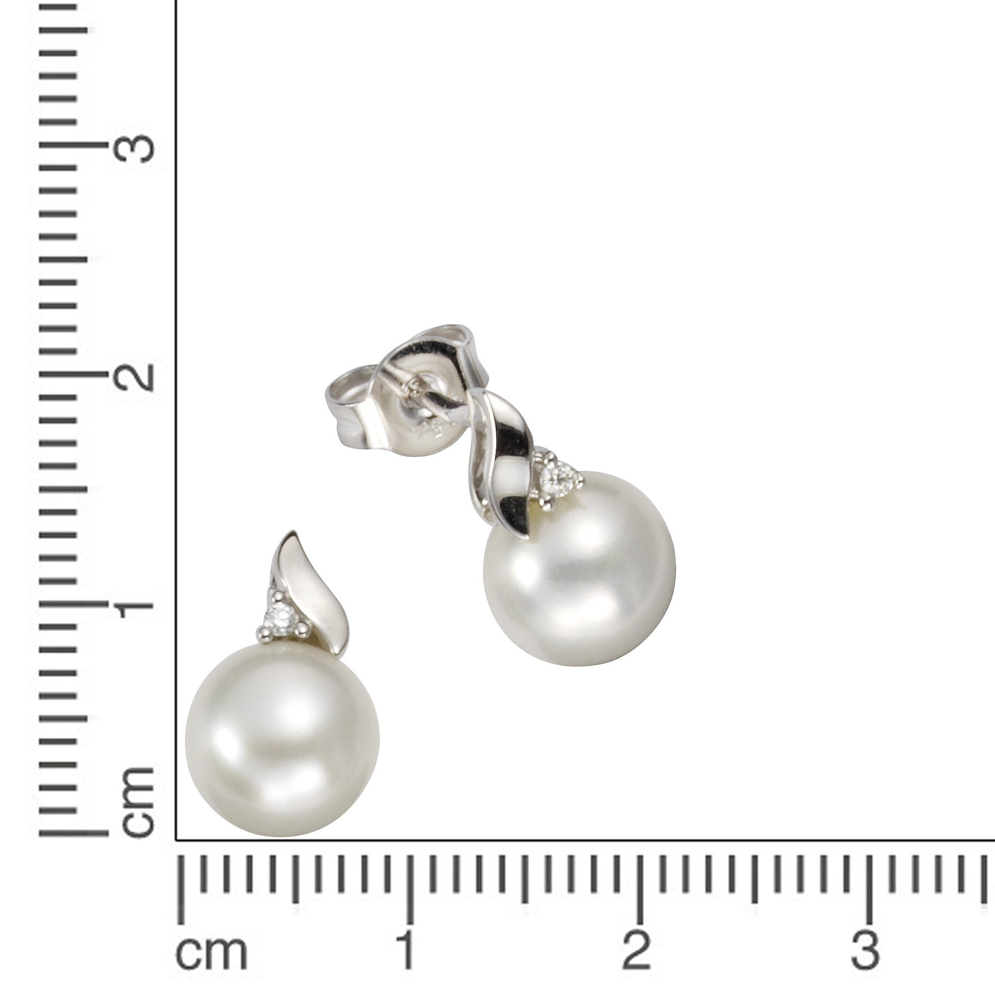 Orolino Paar Ohrstecker Gold weiß 585 + Brillanten Perlen