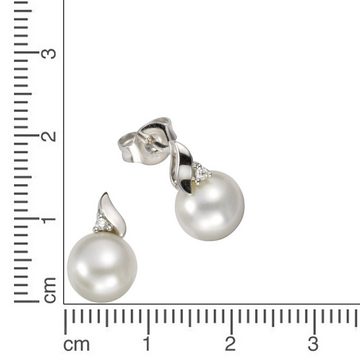 Orolino Paar Ohrstecker 585 Gold Perlen weiß + Brillanten 0,02ct.