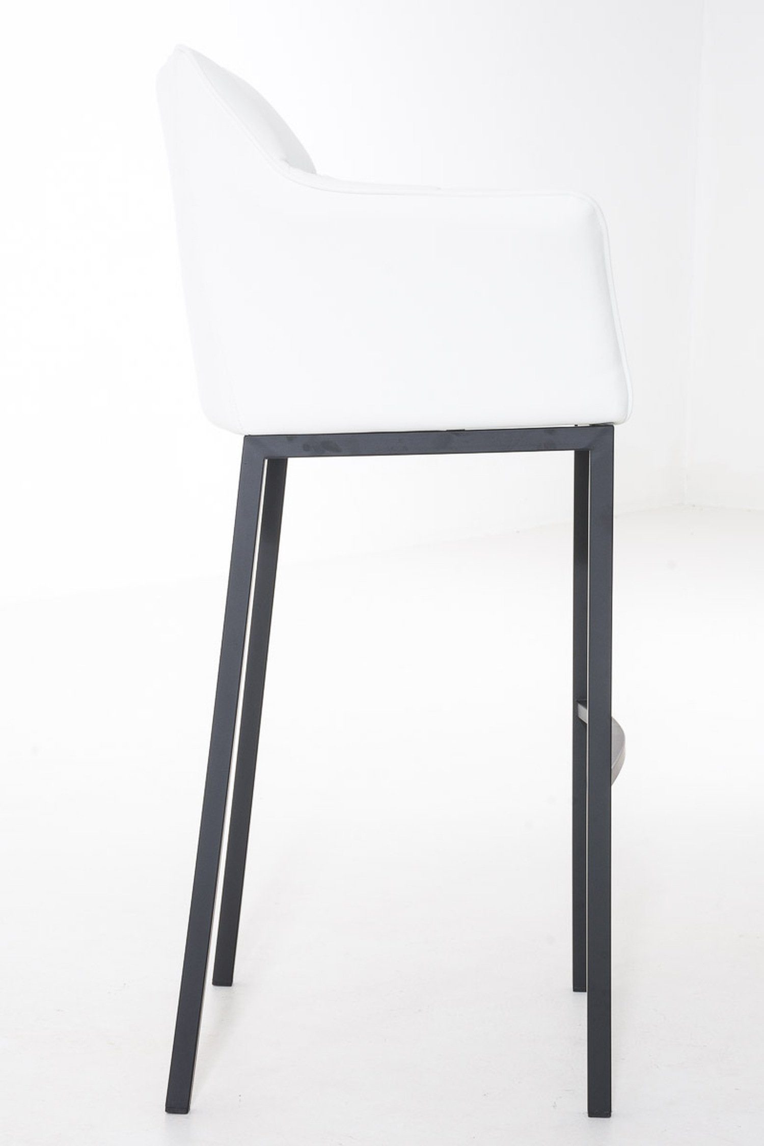 Weiß Damaso und - Fußstütze TPFLiving & Hocker 4-Fuß Küche), Gestell Kunstleder (mit Theke Rückenlehne - für schwarz Sitzfläche: Barhocker