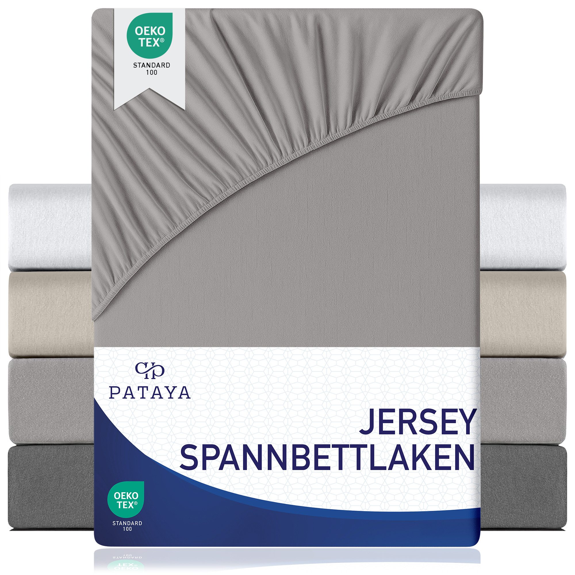 Pataya Spannbettlaken Jersey Bettlaken, bis zu 25cm Höhe, (1 Stück), Premium, Rundumgummi, atmungsaktiv, hautfreundlich