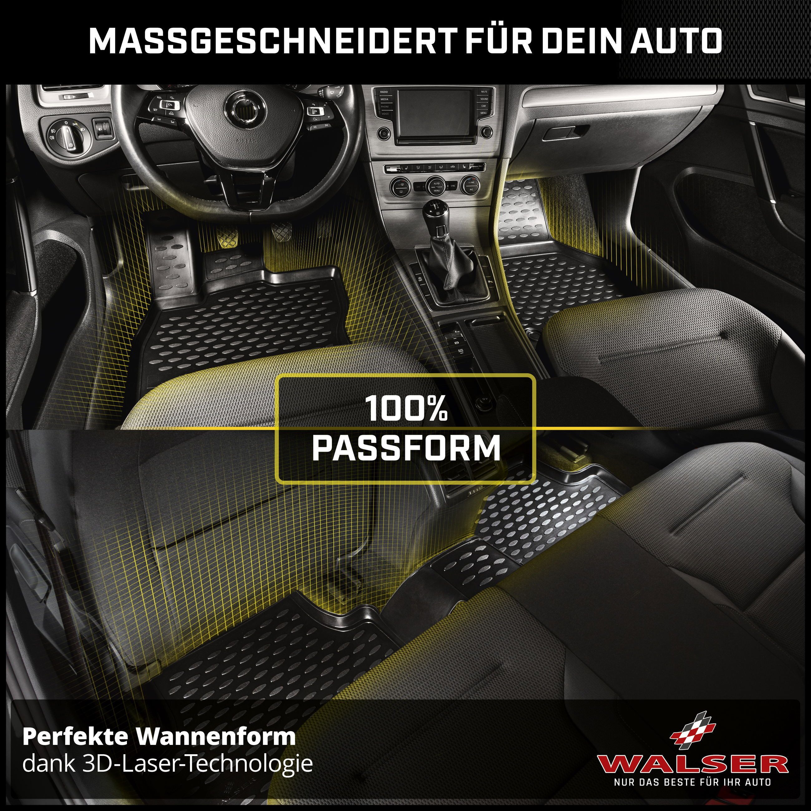 WALSER Kofferraumwanne Automatte Passform XTR (8 St), für VW MULTIVAN T6 (SGF, SGM, SGN, SHM, SHN), MULTIVAN T5 (7HM, 7HN, 7HF, 7EF, 7EM, 7EN) VW MULTIVAN T6 (S – Bild 3 von 5