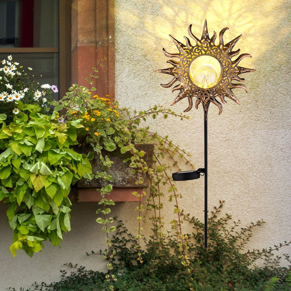 Gartendeko Sonne LED-Leuchtmittel stehend verbaut, draußen Außen Globo LED für Solarlampen Solarleuchte, fest Warmweiß, für