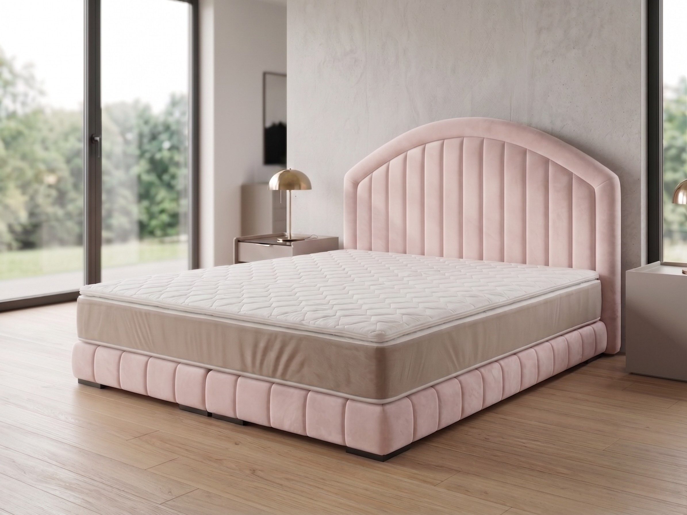 A&J MöbelLand GmbH Polsterbett LEON mit Kopfteil - Stilvolles Bettgestell für Ihr Schlafzimmer (Länge: 209 cm, Höhe Kopfteil: 110 cm, 4 Kopfteil-Varianten, 7 Größen zur Auswahl, Modernes Design, TOP ANGEBOT!, Inklusive Bettgestell), Komplettgestell-Set