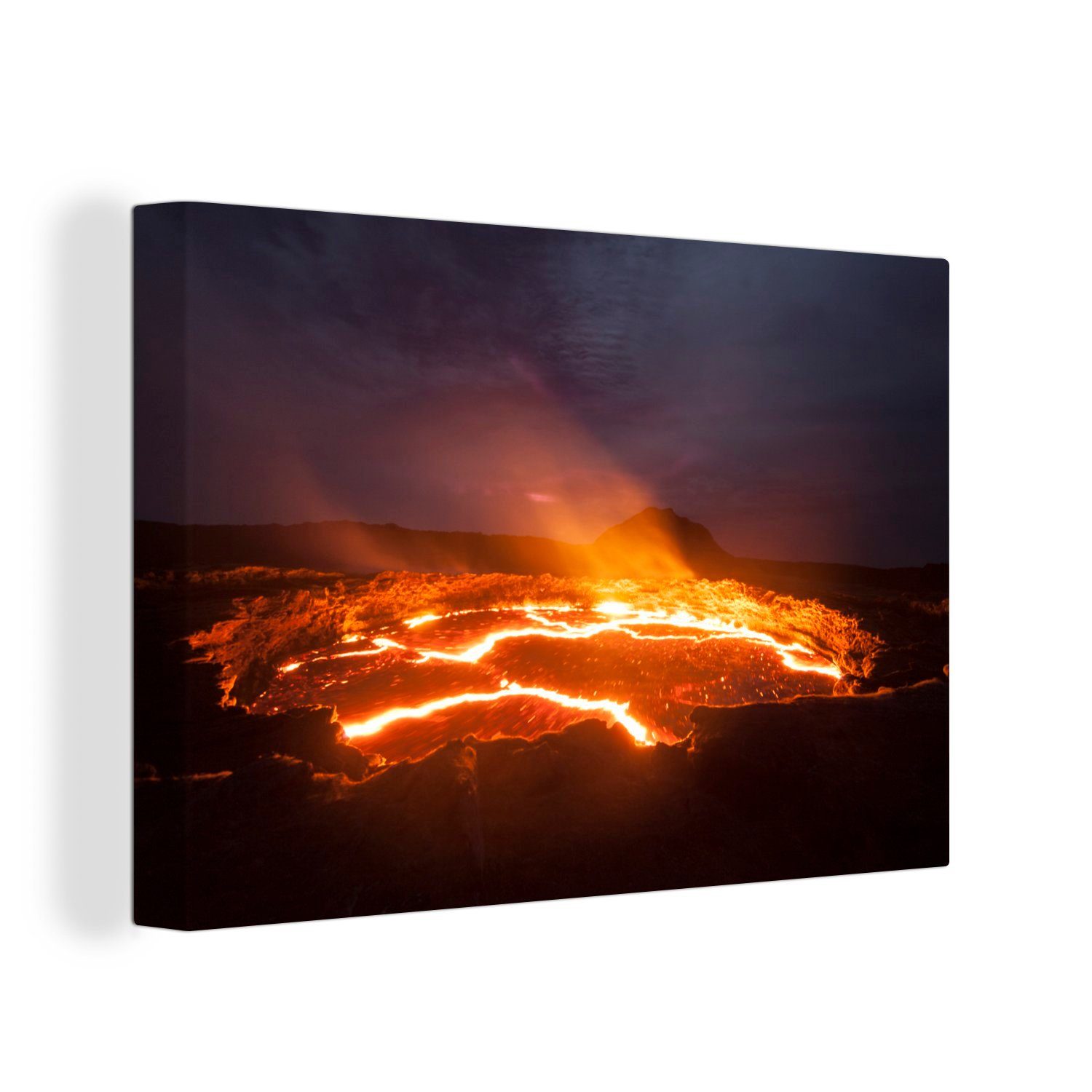 OneMillionCanvasses® Leinwandbild Lava-See, (1 St), Wandbild Leinwandbilder, Aufhängefertig, Wanddeko, 30x20 cm