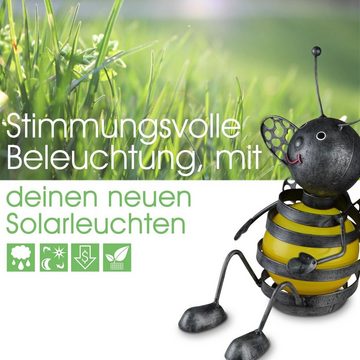 bmf-versand LED Solarleuchte LED Solarlampe 2er Set Solarleuchte Gartenleuchte Metall Biene Außen