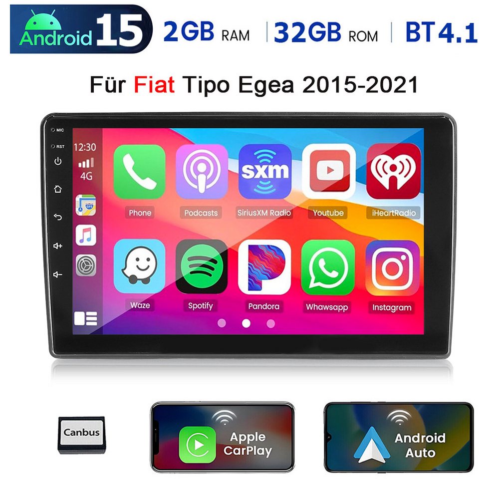 ESSGOO DAB+ Autoradio Für Fiat Tipo Egea 2015-2021 Android 15 Carplay GPS RDS Autoradio (RDS, 4+64GB(optional), Digitalradio (DAB), FM, AM, Carplay Android Auto Bluetooth EQ USB GPS Navi WIFI Touchscreen)