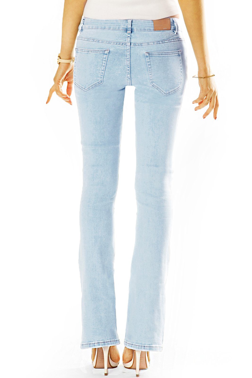 Hose styled Damen 5-Pocket-Style, j6l-1 - Bootcut-Jeans be Jeans Bootcut mit mit Schlagjeans - Stretch-Anteil Knopfleiste